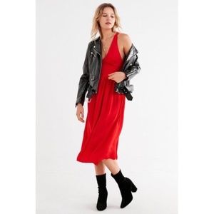 Urban Outfitters Smocked Satin Midi Dress NWT